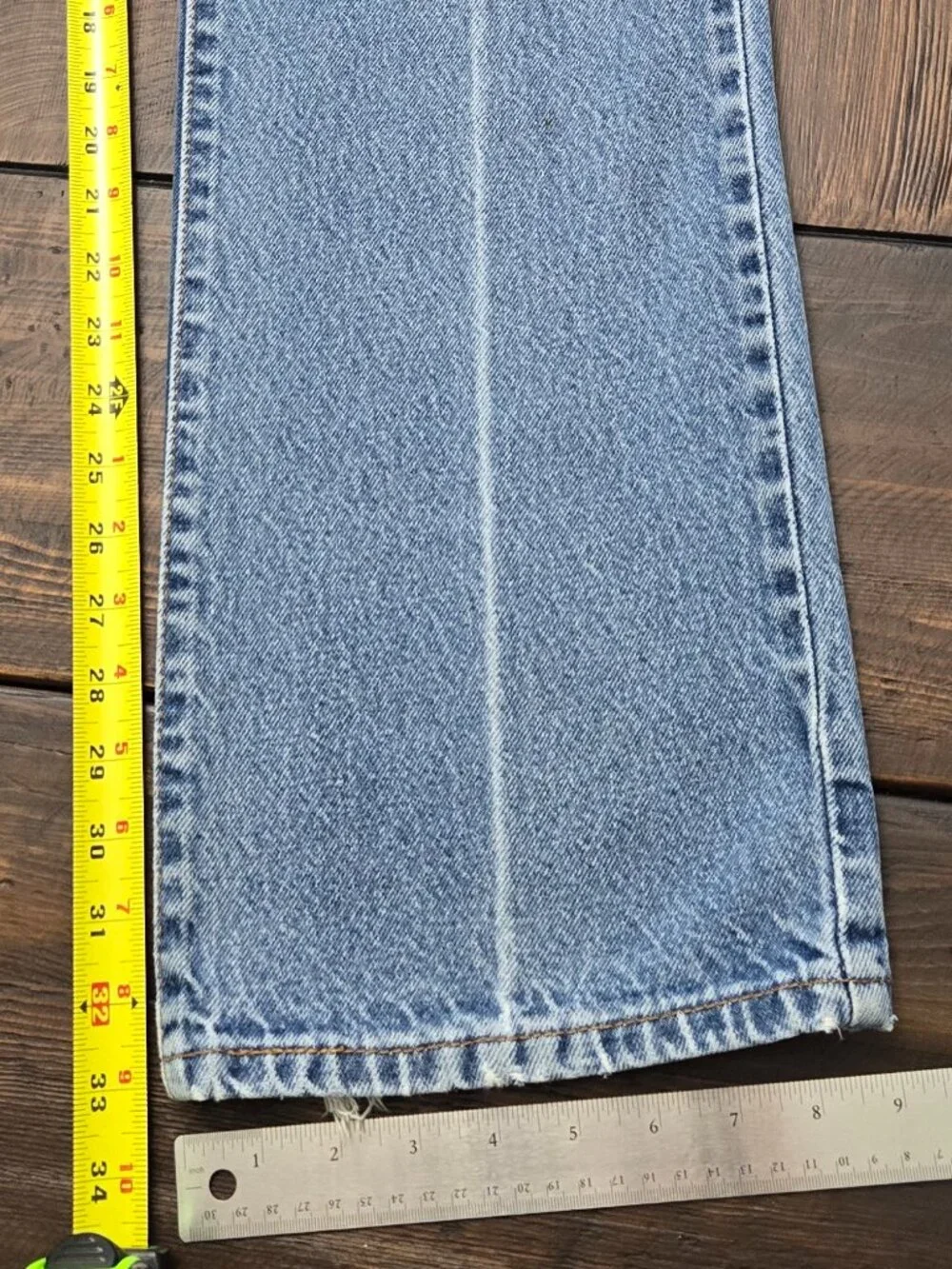 Levis 517 Bootcut Jeans Mens 34X33 Blue Denim Light Wash Patched Mexico Y2K